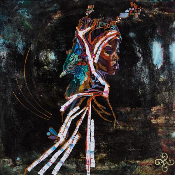 Rise up Feminine, een print van 75x75 cm, maakt deel uit van de reeks "Songlines" (2024).