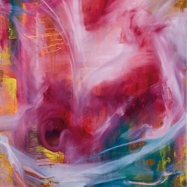 The dance of love, acryl- en olie kunstwerk, afmeting 75x115 cm, 2023.