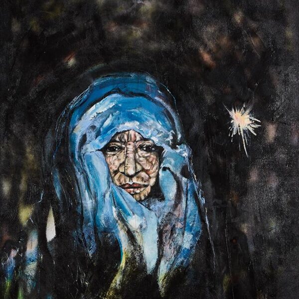 Wisdom Keeper, print van een mixed media schilderij, afgewerkt met olieverf, afmeting 60x84 cm.